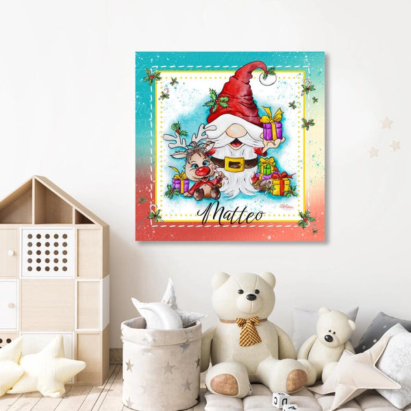 Wichtel Bild . KLAUS mit Klein-Rudi ♡ Deko Geschenk für Weihnachten