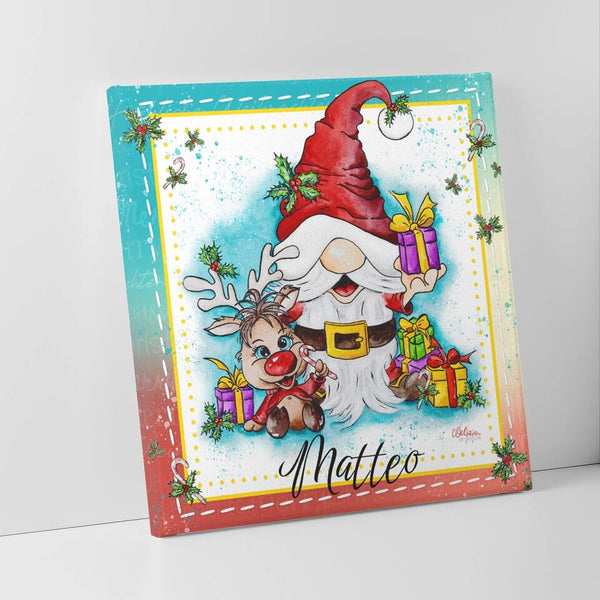 Wichtel Bild . KLAUS mit Klein-Rudi ♡ Deko Geschenk für Weihnachten