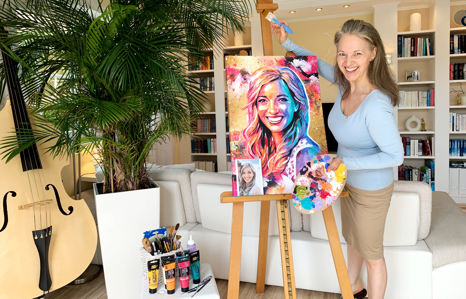 Pop Art Portrait malen lassen auf Leinwand in Acryl vom Künstler Tirol Österreich
