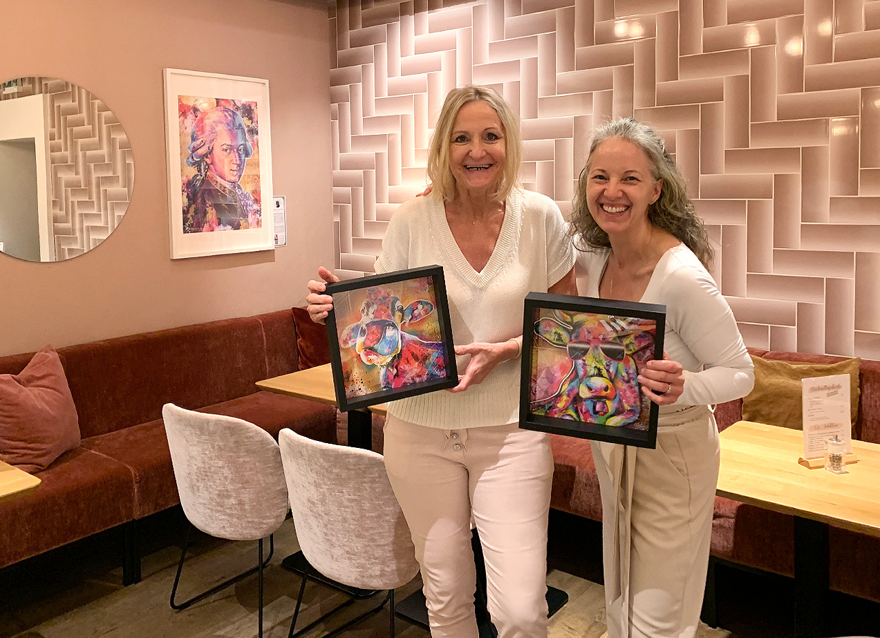 Kunstprojekt Mozart 270 vom Pop Art Künstler aus Tirol im Café Tortelier in Salzburg