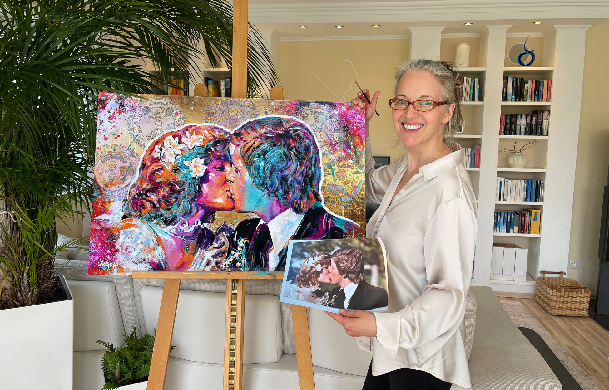 Foto: Portrait malen lassen vom Pop Art Künstler Delizia aus Tirol - Geschenkidee zur goldenen Hochzeit.